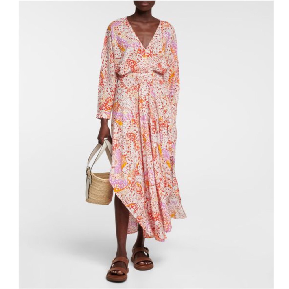 Poupette St. Barth Pink Orange Yellow Floral Maxi Dress